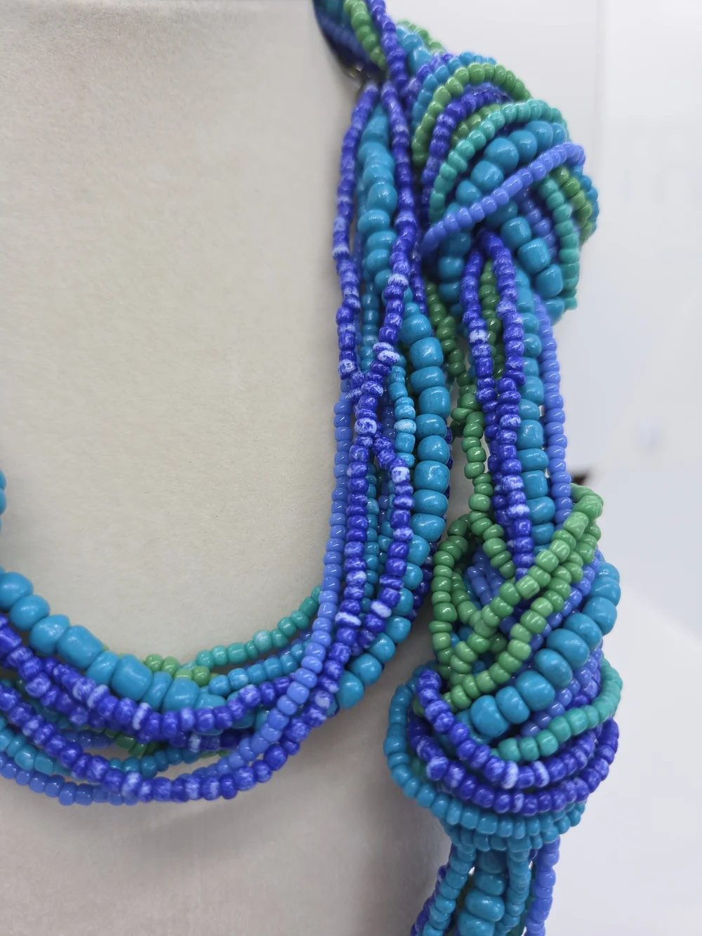Erica Lyons Turquoise, Cobalt & Kelly-Green Multi-Strand Seed Bead Necklace